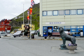 Honningsvåg. Paremal ääres Norra maskott ja kangelane II maailmasõja ajal – Bamse. http://en.wikipedia.org/wiki/Bamse_(St._Bernard)