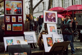 Place du Tertre. Kunstnikud ja turistid läbisegi.